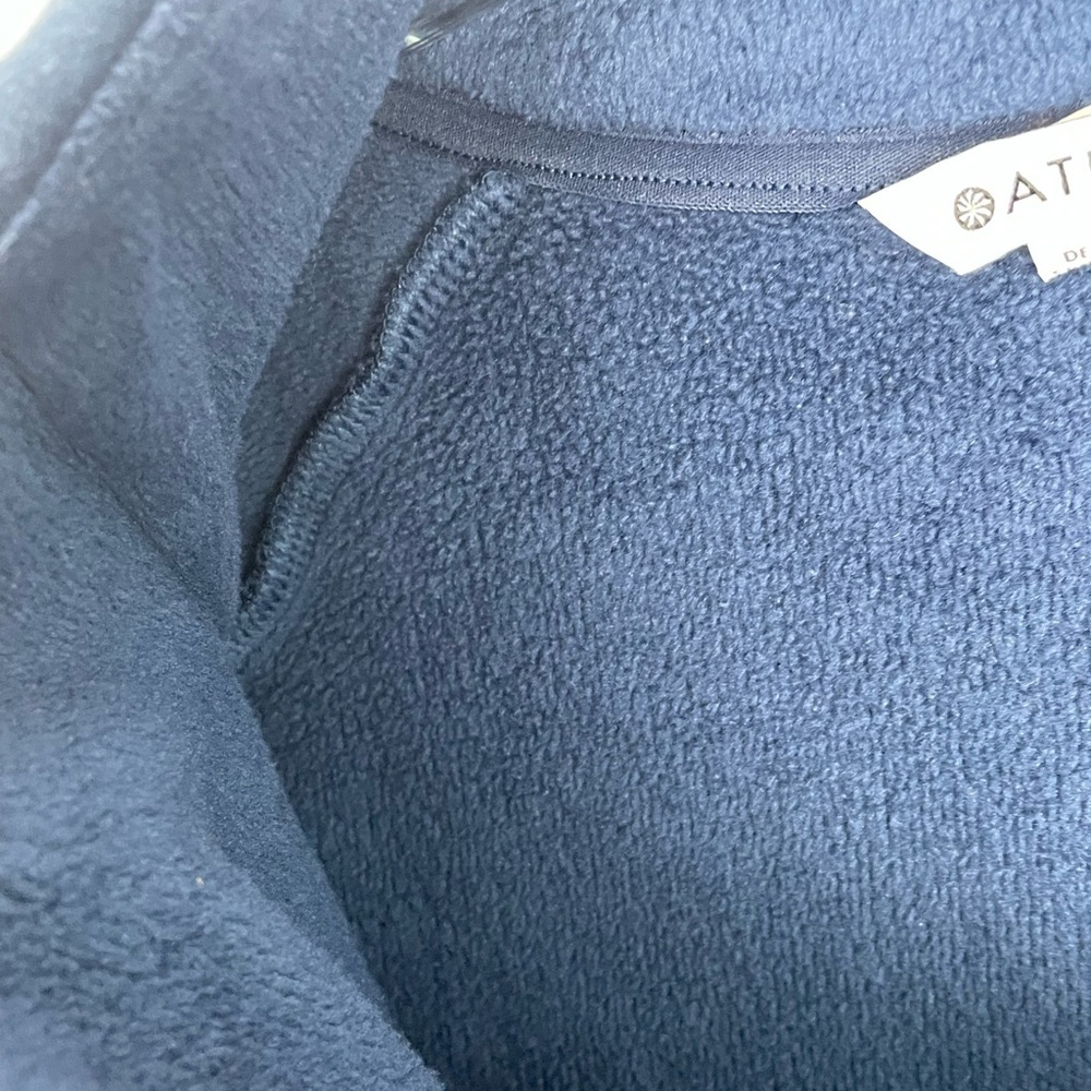 Athleta Cozy Karma Asym Pullover Navy Blue Fleece Zipper Sweatshirt Size Small - Picture 11 of 15